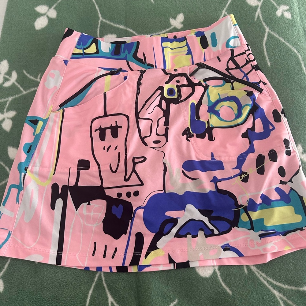 Jamie Sadock Abstract Tennis Golf Skort Size 2 Pink